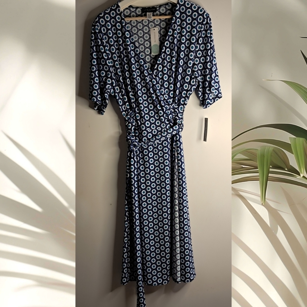 Faux Wrap SS Midi Dress | Jersey Knit | NWT  18W